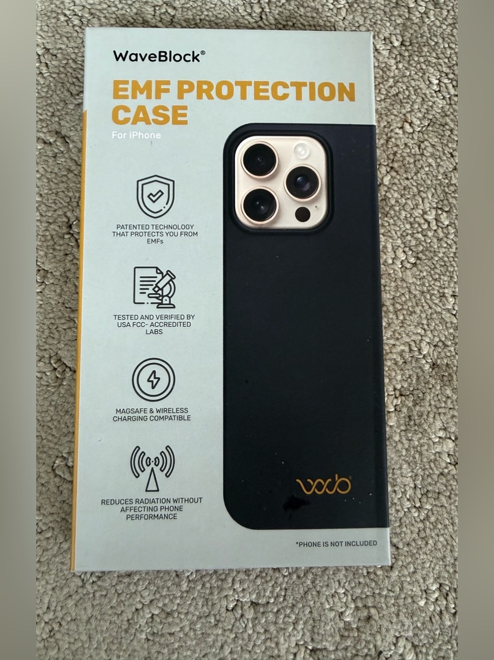 WAVEBLOCK EMF Protection iPhone Case 15 Plus & 16 Plus - Black
